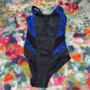 Avenue Black and Blue Animal Print Swimsuit